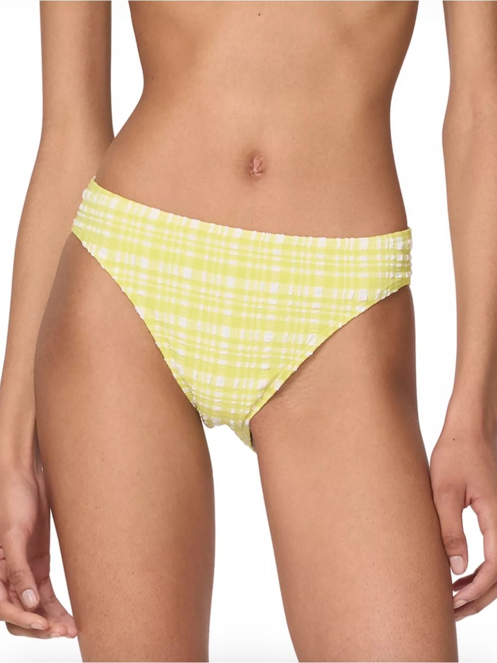 NWT Kate Spade New York Lime Plaid Textured Bikini Bottom S